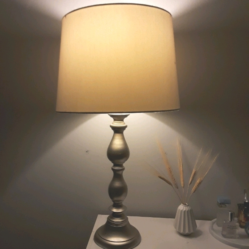 Large silver table lamp